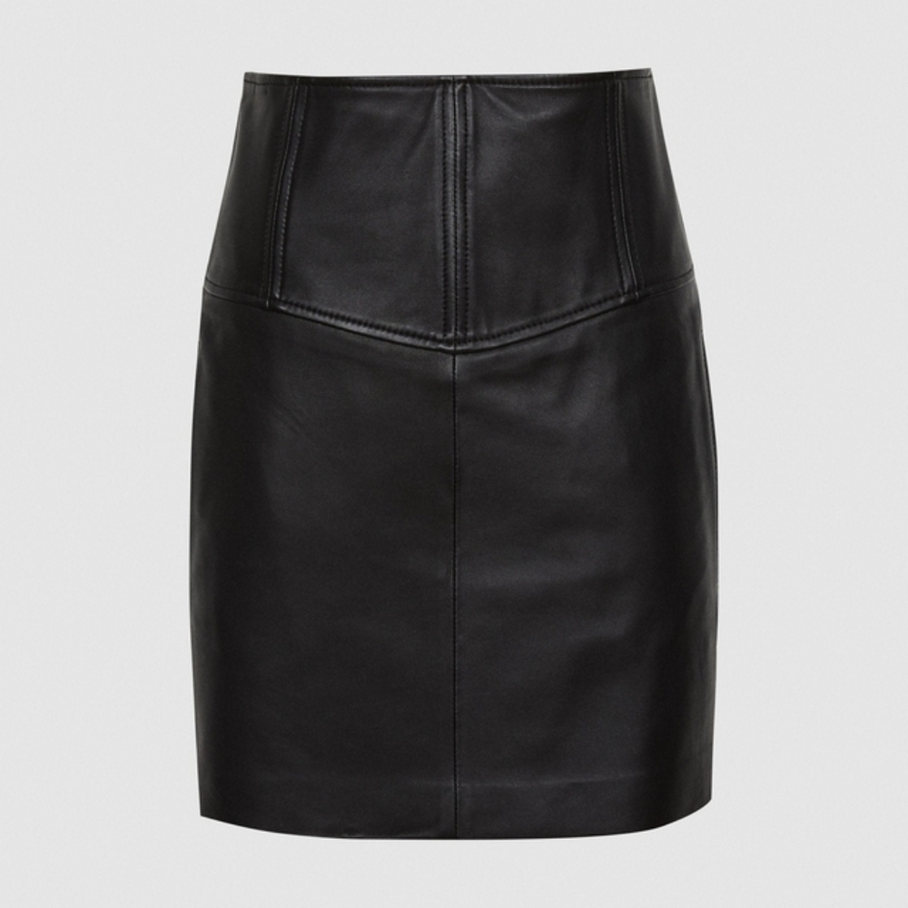 NWT REISS | Farleigh Leather Mini Skirt - Picture 2 of 5